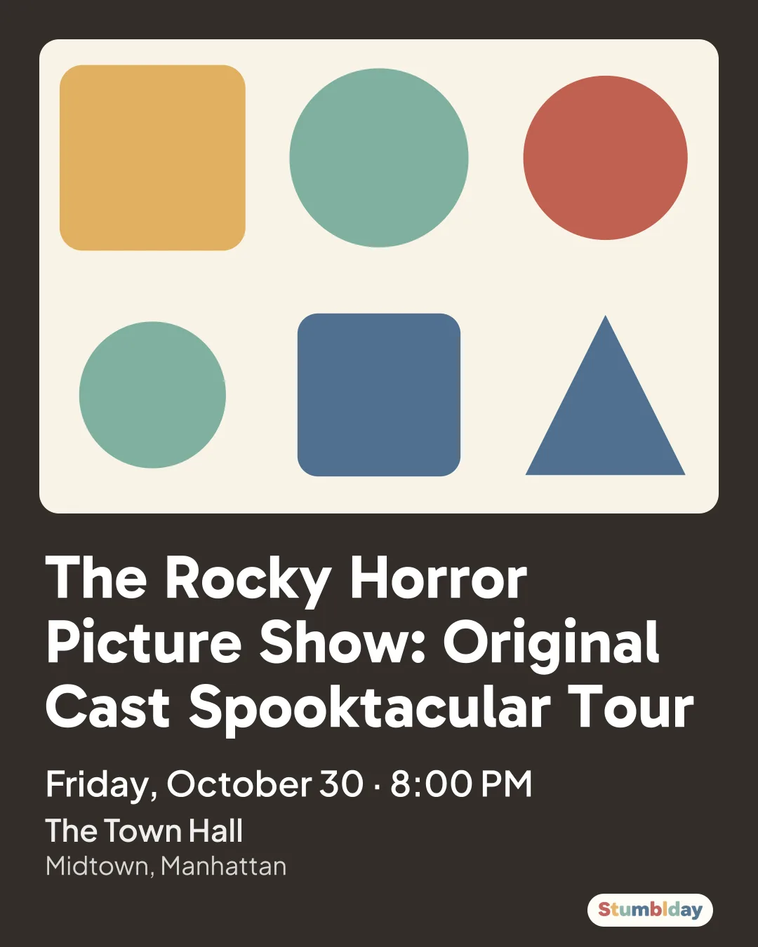 Flyer for The Rocky Horror Picture Show: Original Cast Spooktacular Tour: Friday, October 30 · 8:00 PM at The Town Hall