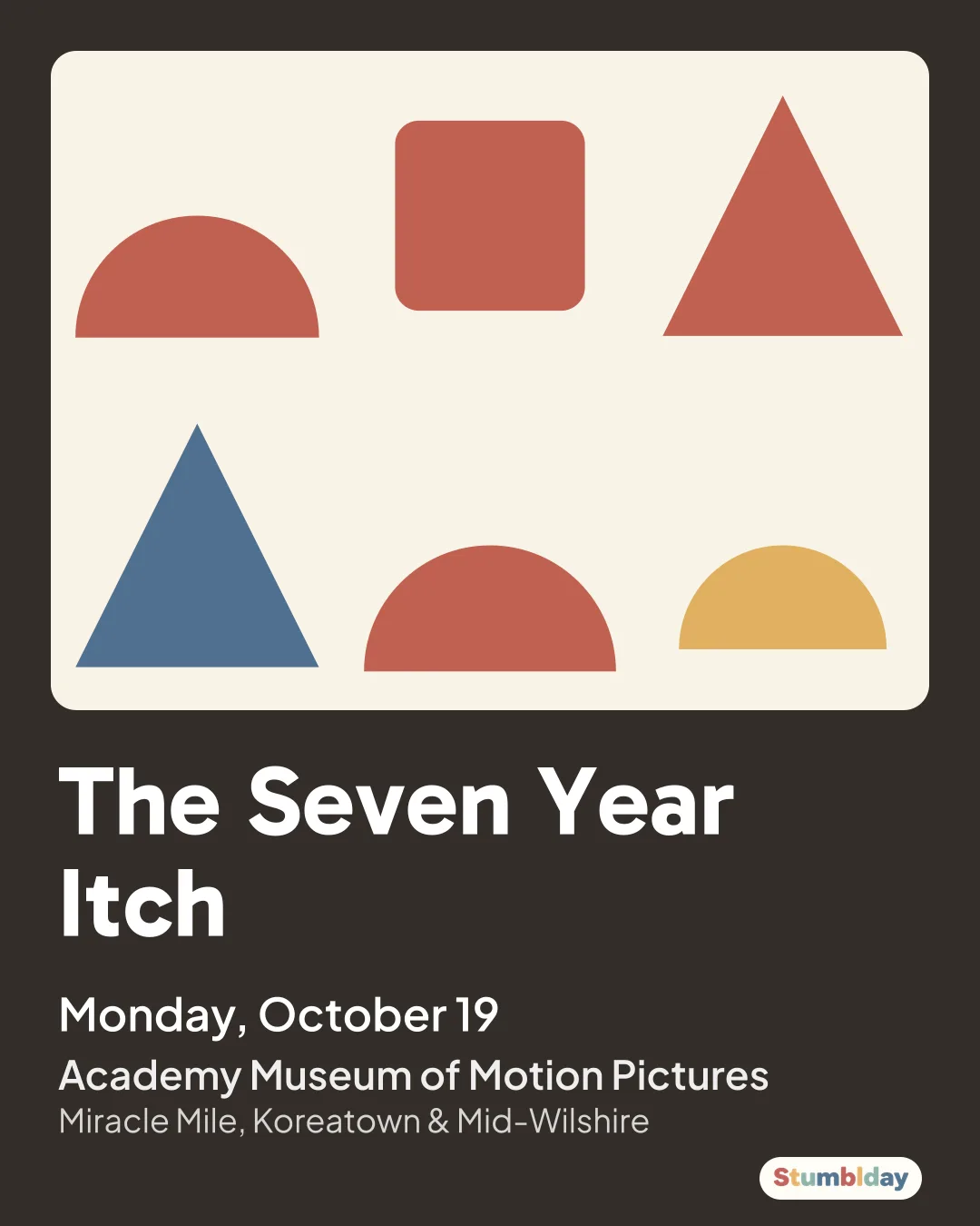 Flyer for The Seven Year Itch: Monday, October 19 at Academy Museum of Motion Pictures
