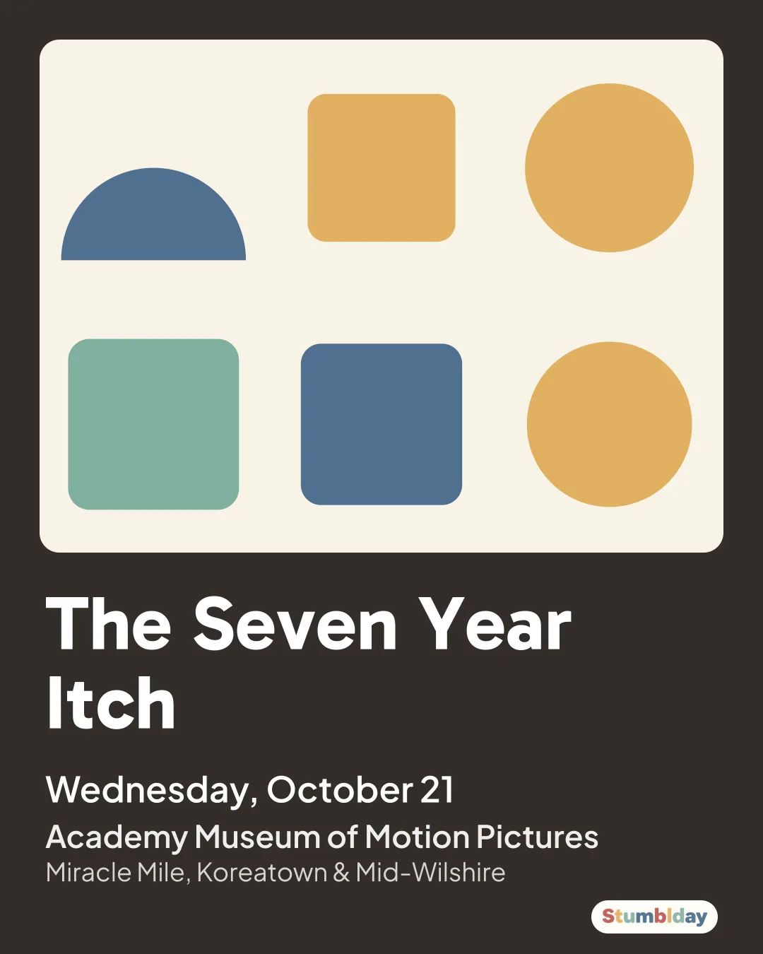 Flyer for The Seven Year Itch: Wednesday, October 21 at Academy Museum of Motion Pictures