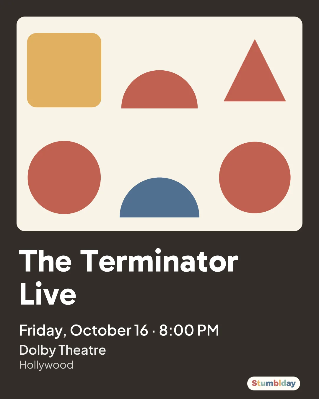 Flyer for The Terminator Live: Friday, October 16 · 8:00 PM at Dolby Theatre