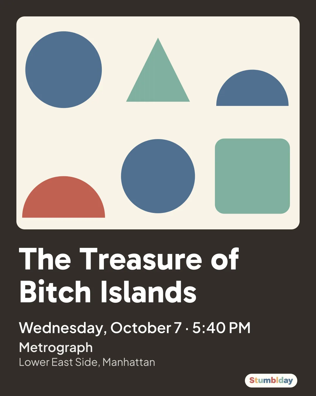 Flyer for The Treasure of Bitch Islands: Wednesday, October 7 · 5:40 PM at Metrograph