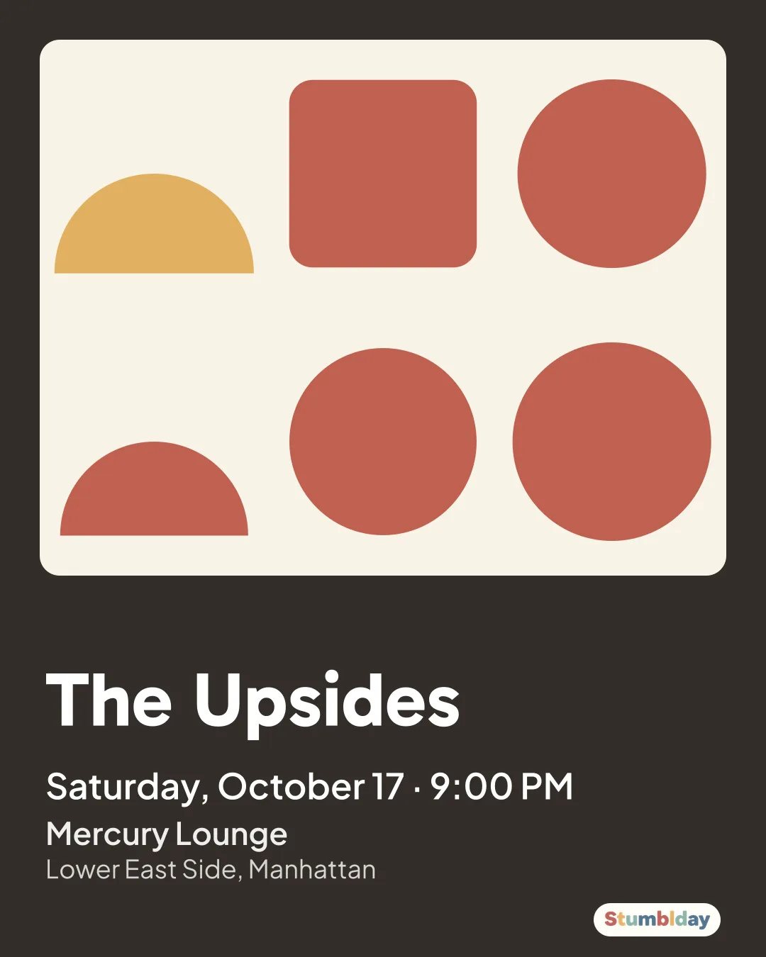 Flyer for The Upsides: Saturday, October 17 Β· 9:00 PM at Mercury Lounge