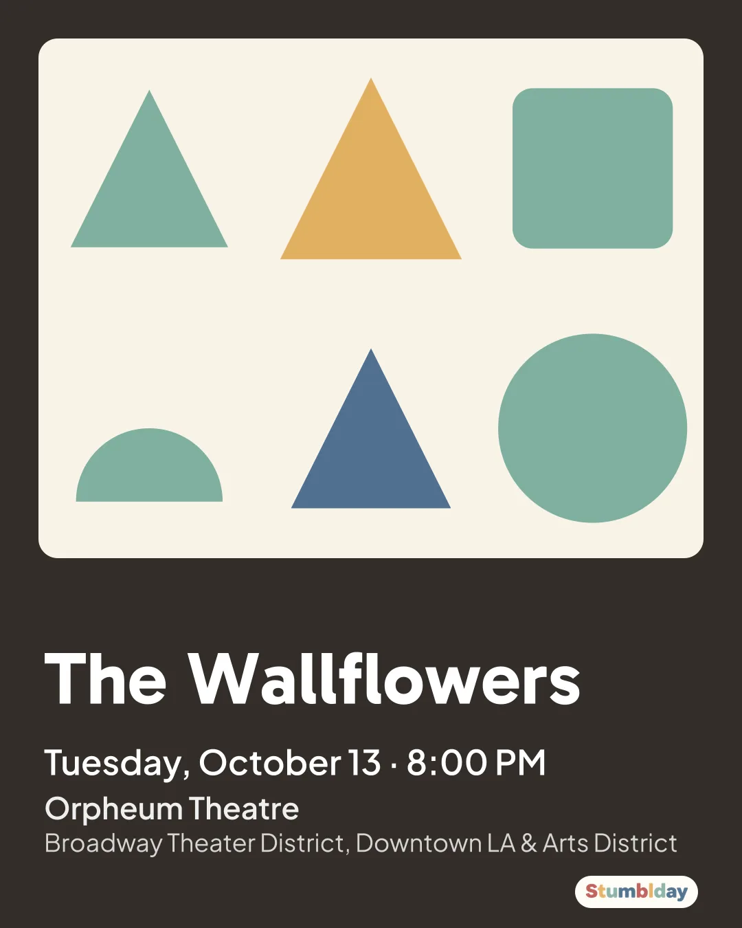 Flyer for The Wallflowers: Tuesday, October 13 · 8:00 PM at Orpheum Theatre