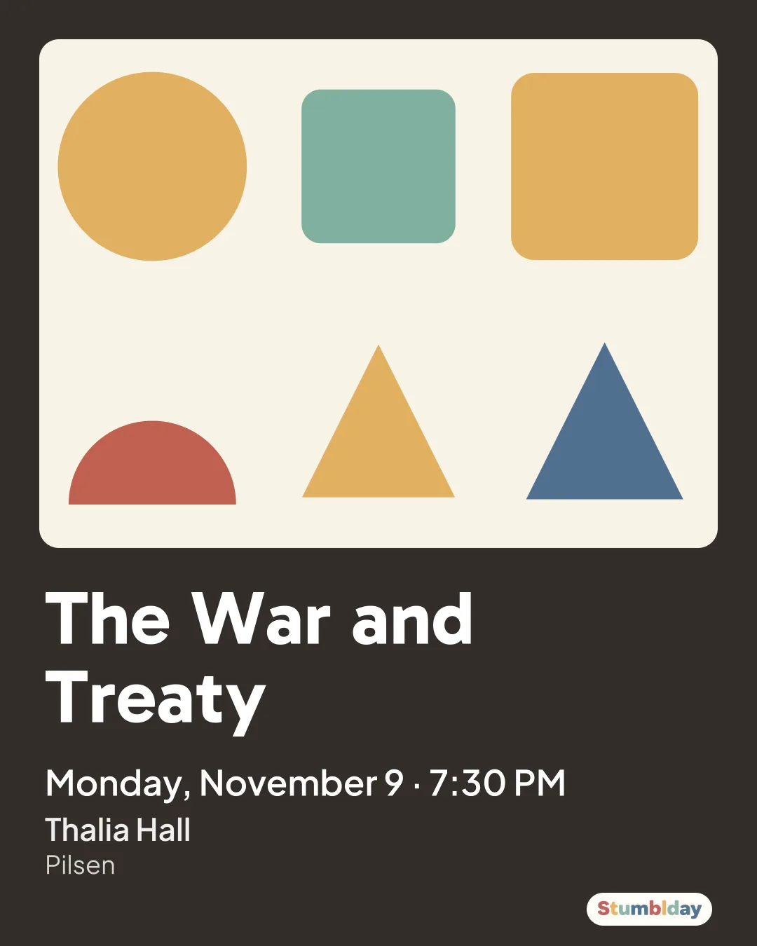 Flyer for The War and Treaty: Monday, November 9 · 7:30 PM at Thalia Hall