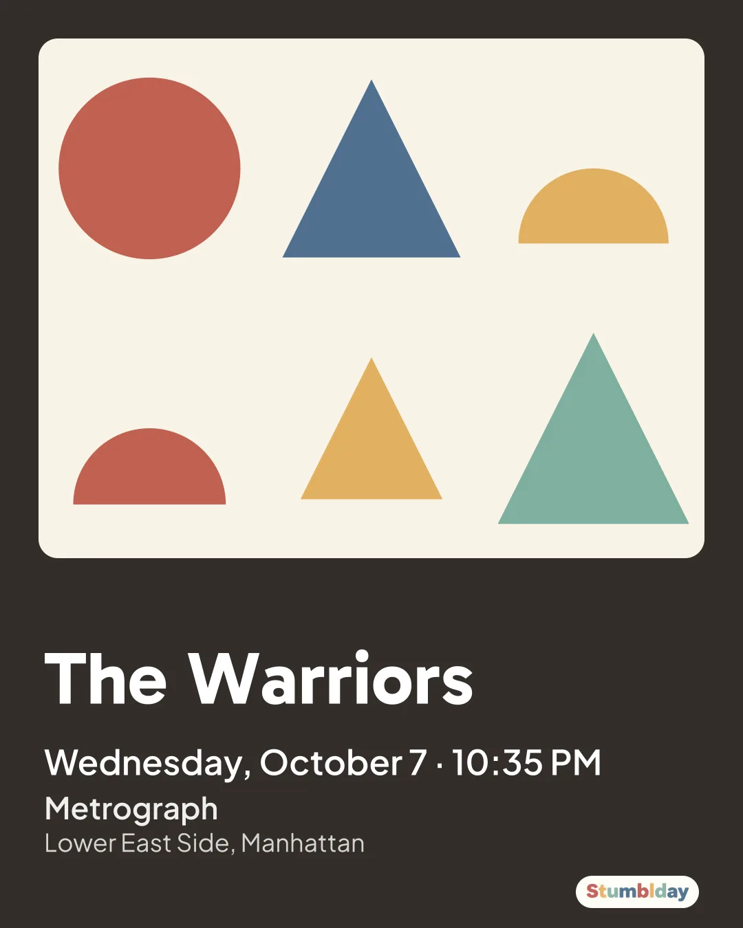 Flyer for The Warriors: Wednesday, October 7 · 10:35 PM at Metrograph