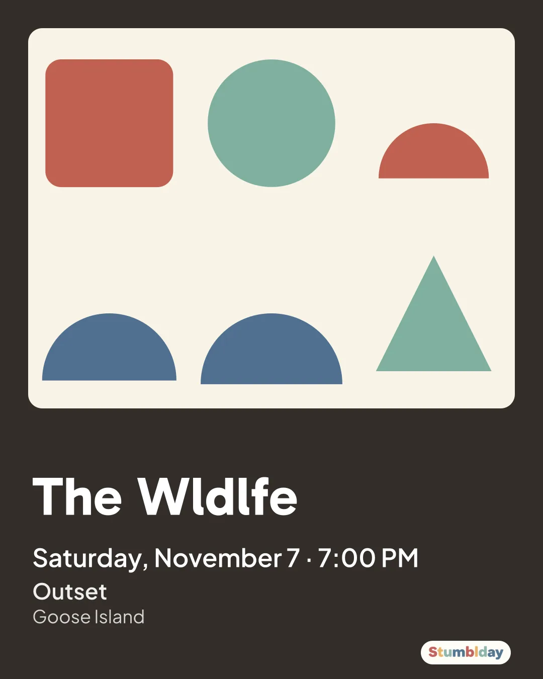 Flyer for The Wldlfe: Saturday, November 7 · 7:00 PM at Outset