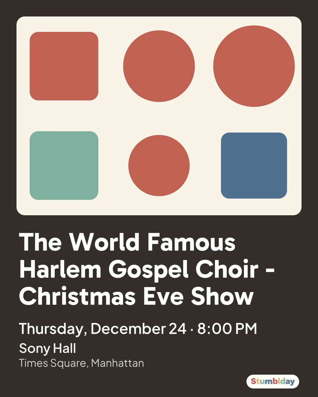 Flyer for The World Famous Harlem Gospel Choir - Christmas Eve Show: Thursday, December 24 · 8:00 PM at Sony Hall