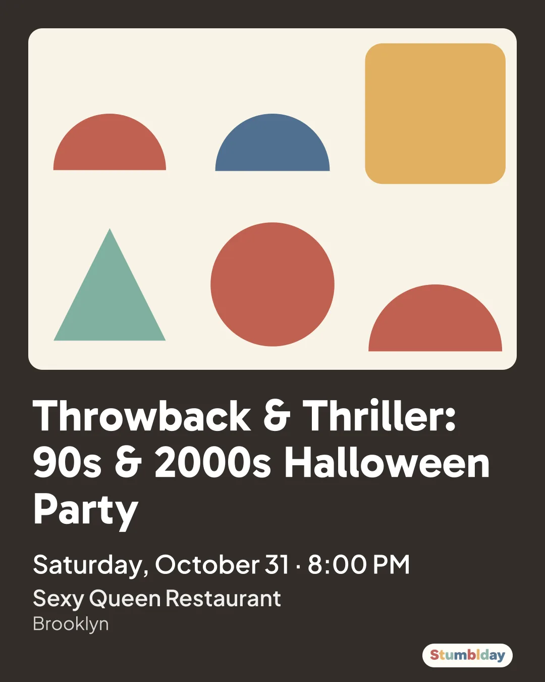 Flyer for Throwback & Thriller: 90s & 2000s Halloween Party: Saturday, October 31 · 8:00 PM at Sexy Queen Restaurant