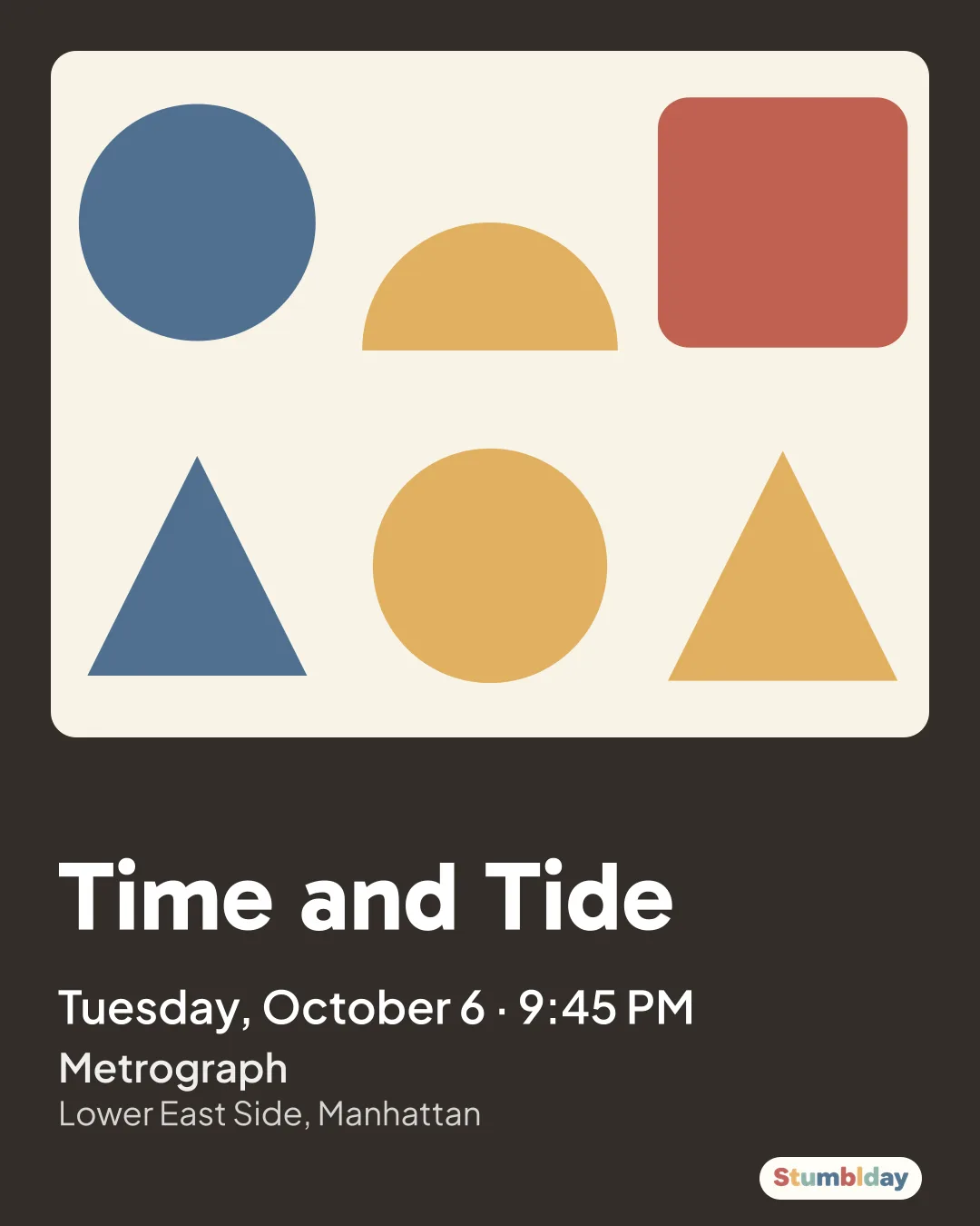 Flyer for Time and Tide: Tuesday, October 6 · 9:45 PM at Metrograph