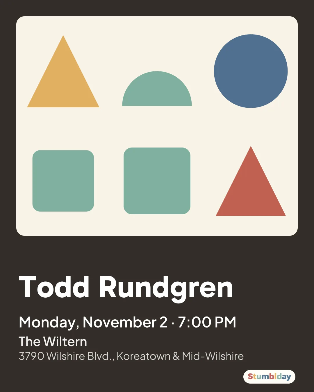Flyer for Todd Rundgren: Monday, November 2 · 7:00 PM at The Wiltern