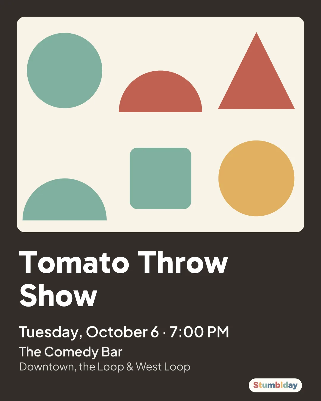 Flyer for Tomato Throw Show: Tuesday, October 6 · 7:00 PM at The Comedy Bar