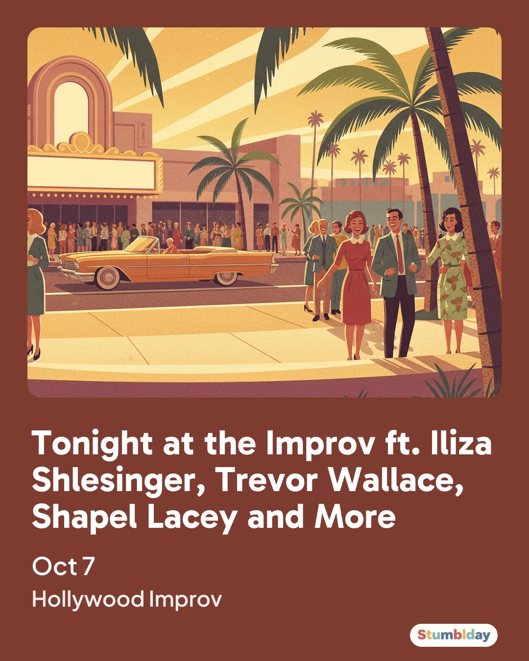 Flyer for Tonight at the Improv ft. Iliza Shlesinger, Trevor Wallace, Shapel Lacey and More: Wednesday, October 7 · 7:30 PM at Hollywood Improv