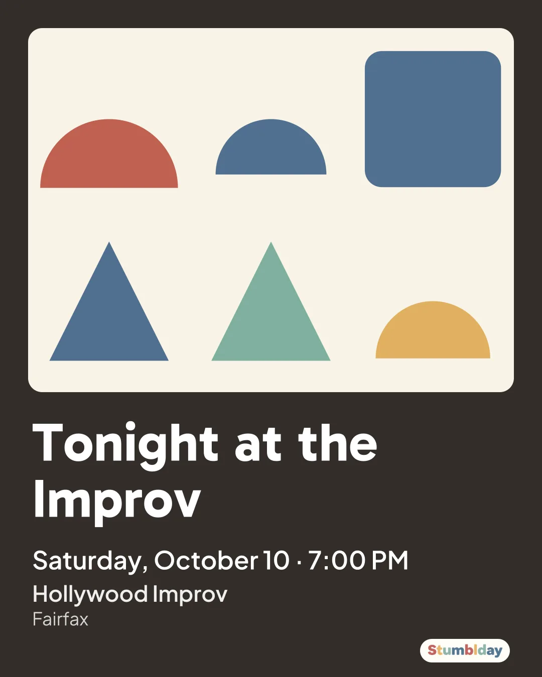 Flyer for Tonight at the Improv: Saturday, October 10 ยท 7:00 PM at Hollywood Improv