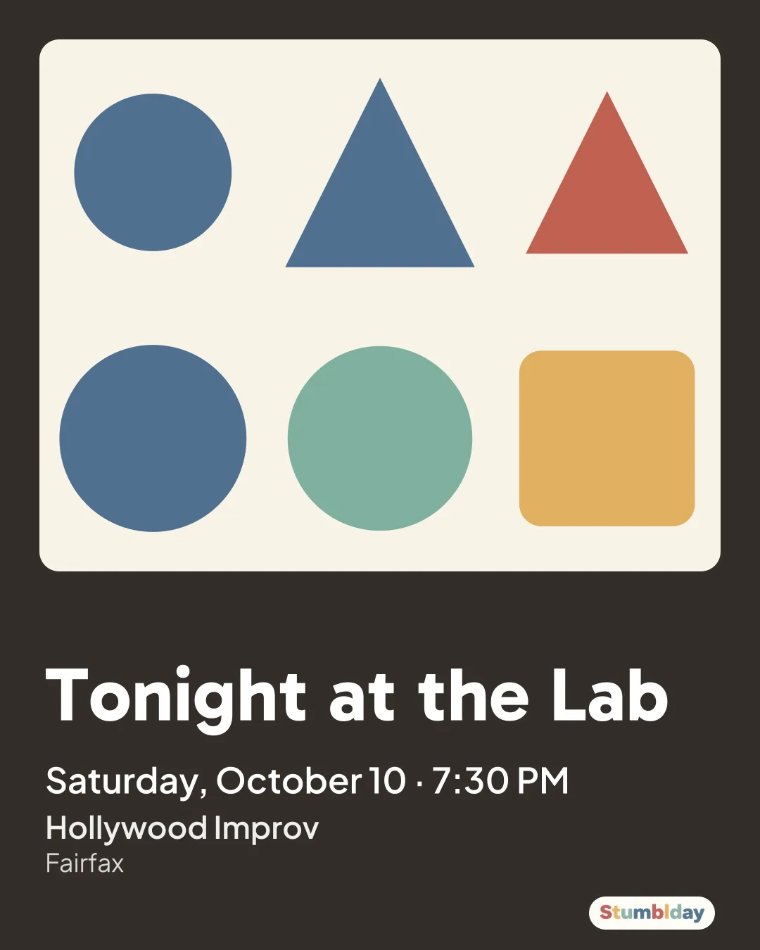 Flyer for Tonight at the Lab: Saturday, October 10 ยท 7:30 PM at Hollywood Improv