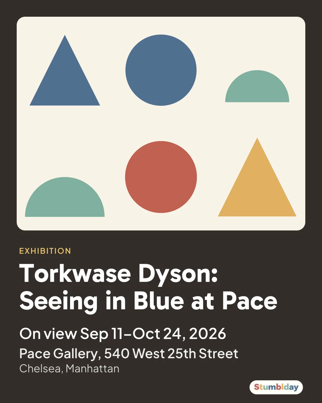 Flyer for Torkwase Dyson: Seeing in Blue at Pace: On view Sep 11–Oct 24, 2026 at Pace Gallery, 540 West 25th Street