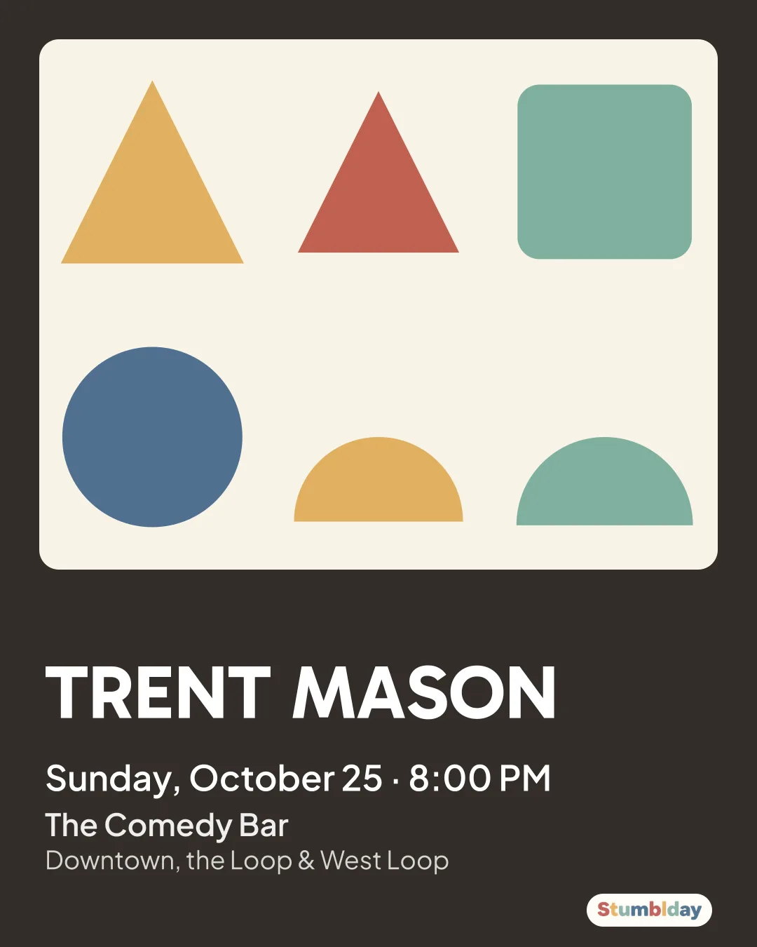 Flyer for TRENT MASON: Sunday, October 25 · 8:00 PM at The Comedy Bar