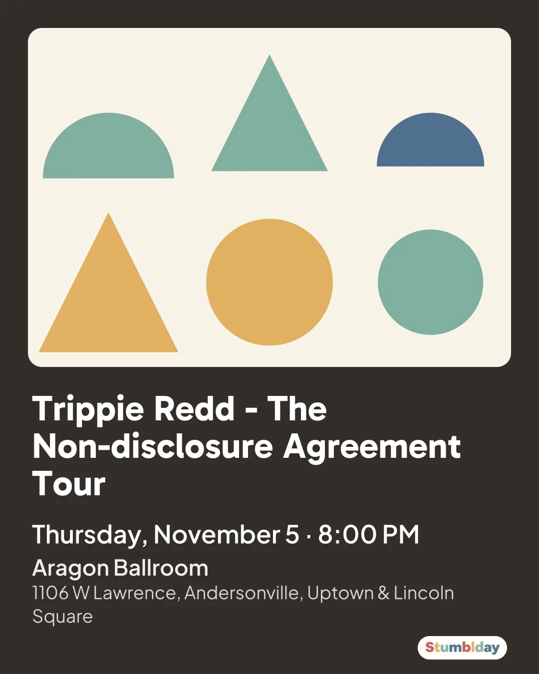 Flyer for Trippie Redd - The Non-disclosure Agreement Tour: Thursday, November 5 · 8:00 PM at Aragon Ballroom