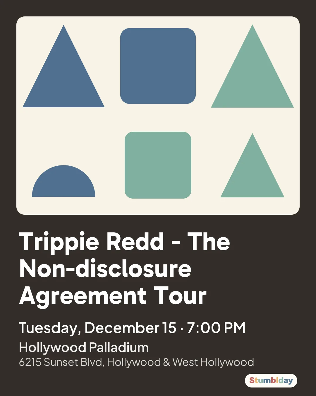 Flyer for Trippie Redd - The Non-disclosure Agreement Tour: Tuesday, December 15 · 7:00 PM at Hollywood Palladium