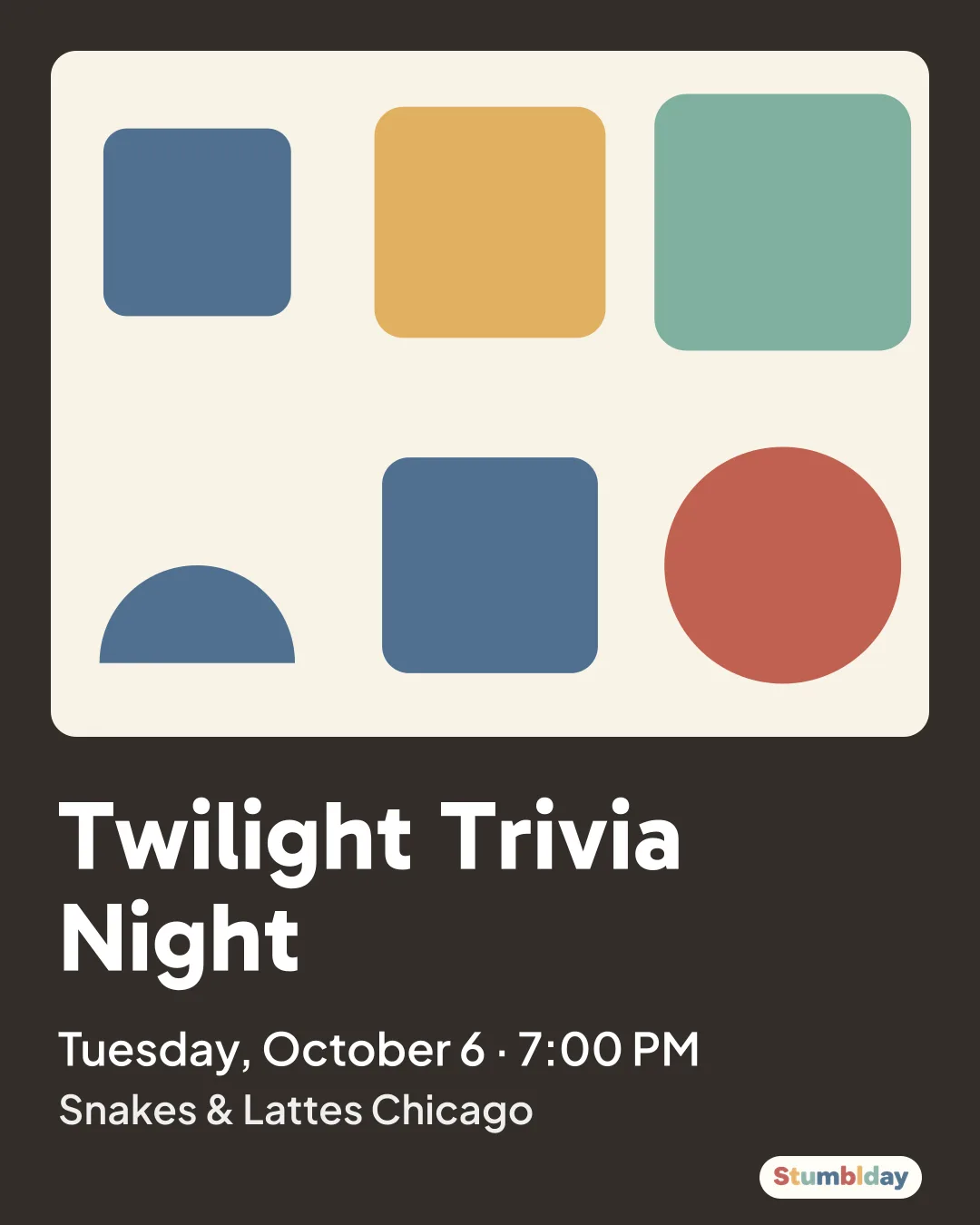Flyer for Twilight Trivia Night: Tuesday, October 6 · 7:00 PM at Snakes & Lattes Chicago