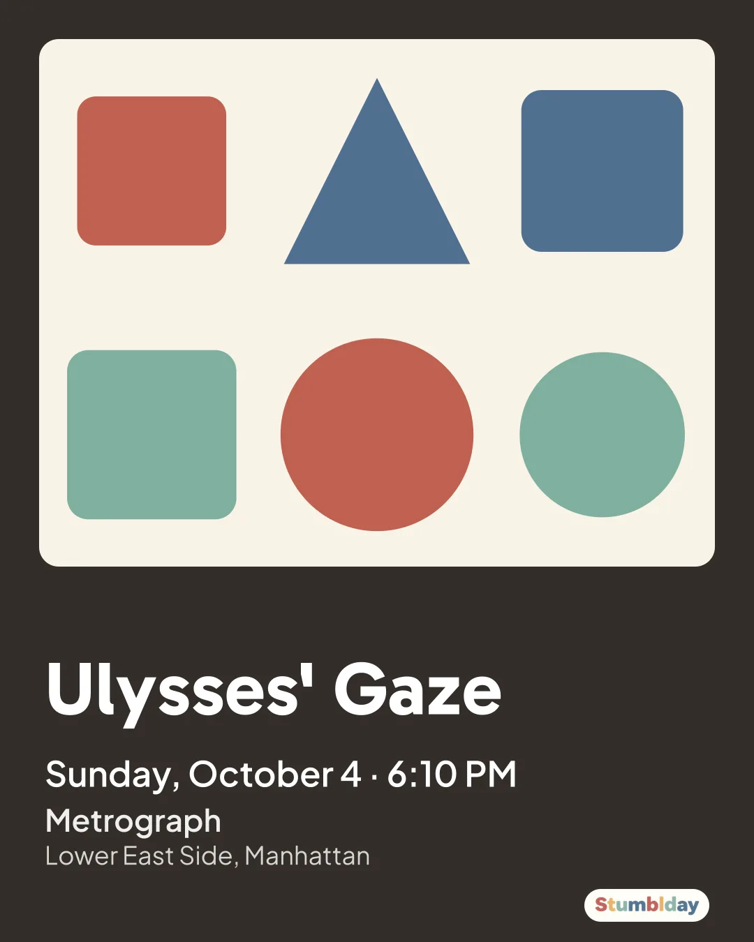 Flyer for Ulysses' Gaze: Sunday, October 4 ยท 6:10 PM at Metrograph