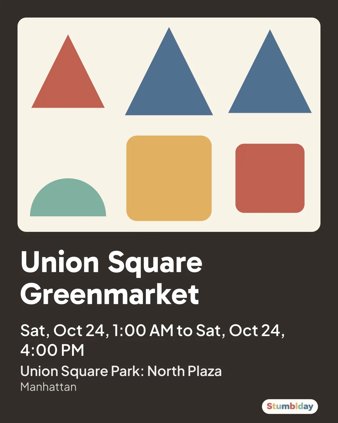 Flyer for Union Square Greenmarket: Sat, Oct 24, 1:00 AM to Sat, Oct 24, 4:00 PM at Union Square Park: North Plaza