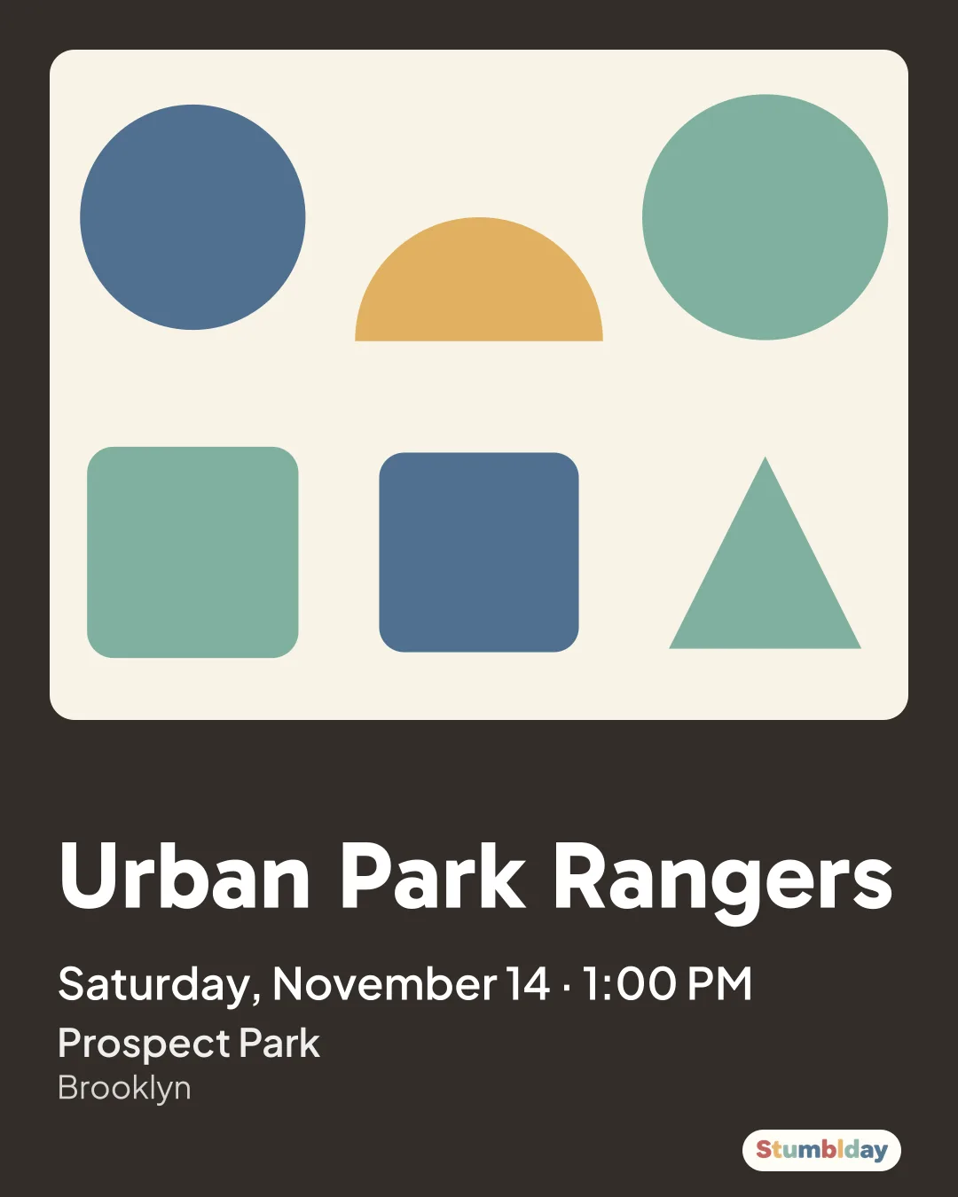 Flyer for Urban Park Rangers: Saturday, November 14 · 1:00 PM at Prospect Park