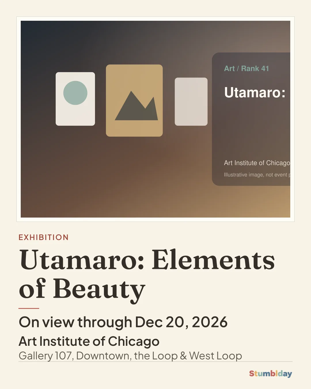 Flyer for Utamaro: Elements of Beauty: On view through Dec 20, 2026 at Art Institute of Chicago