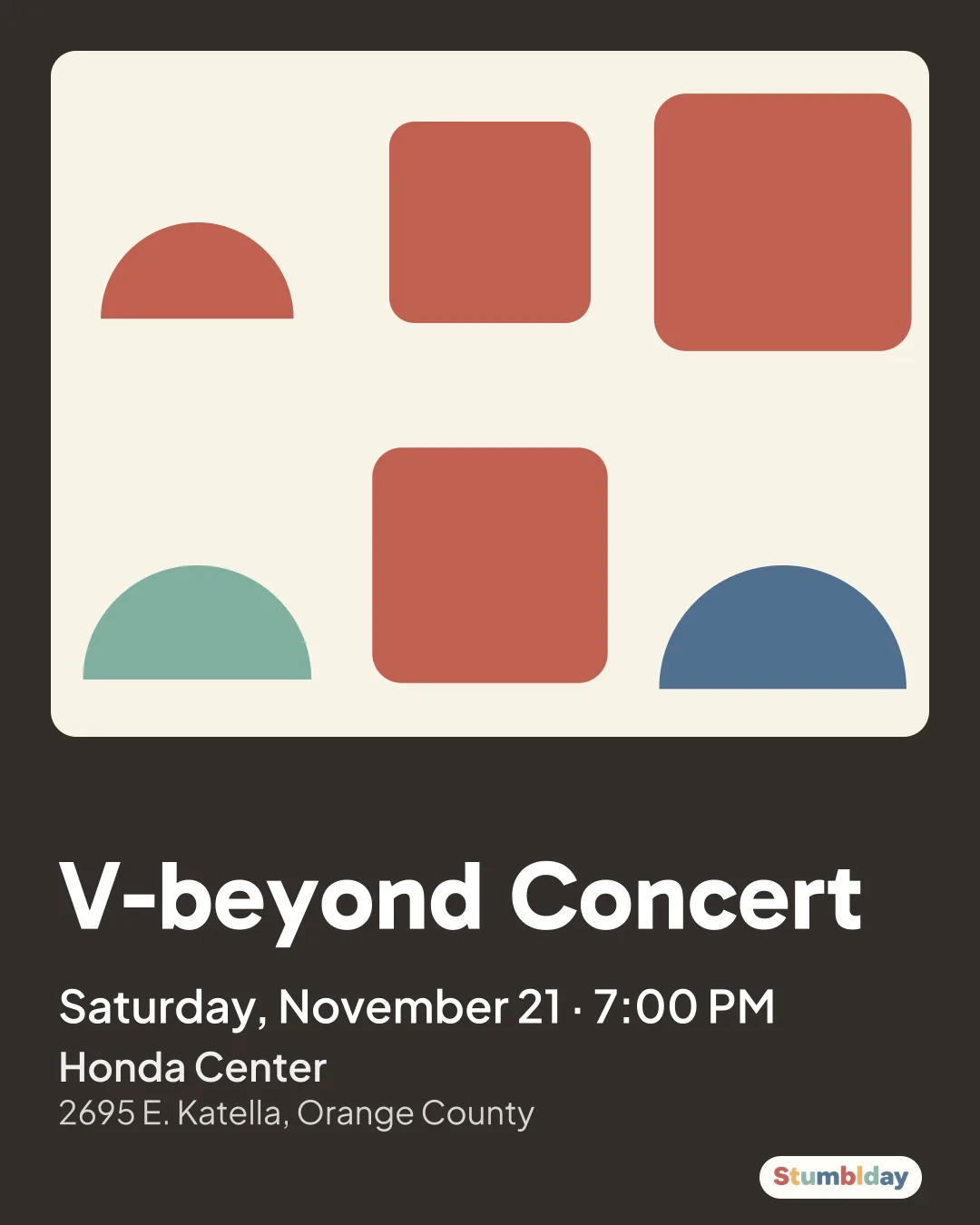 Flyer for V-beyond Concert: Saturday, November 21 · 7:00 PM at Honda Center