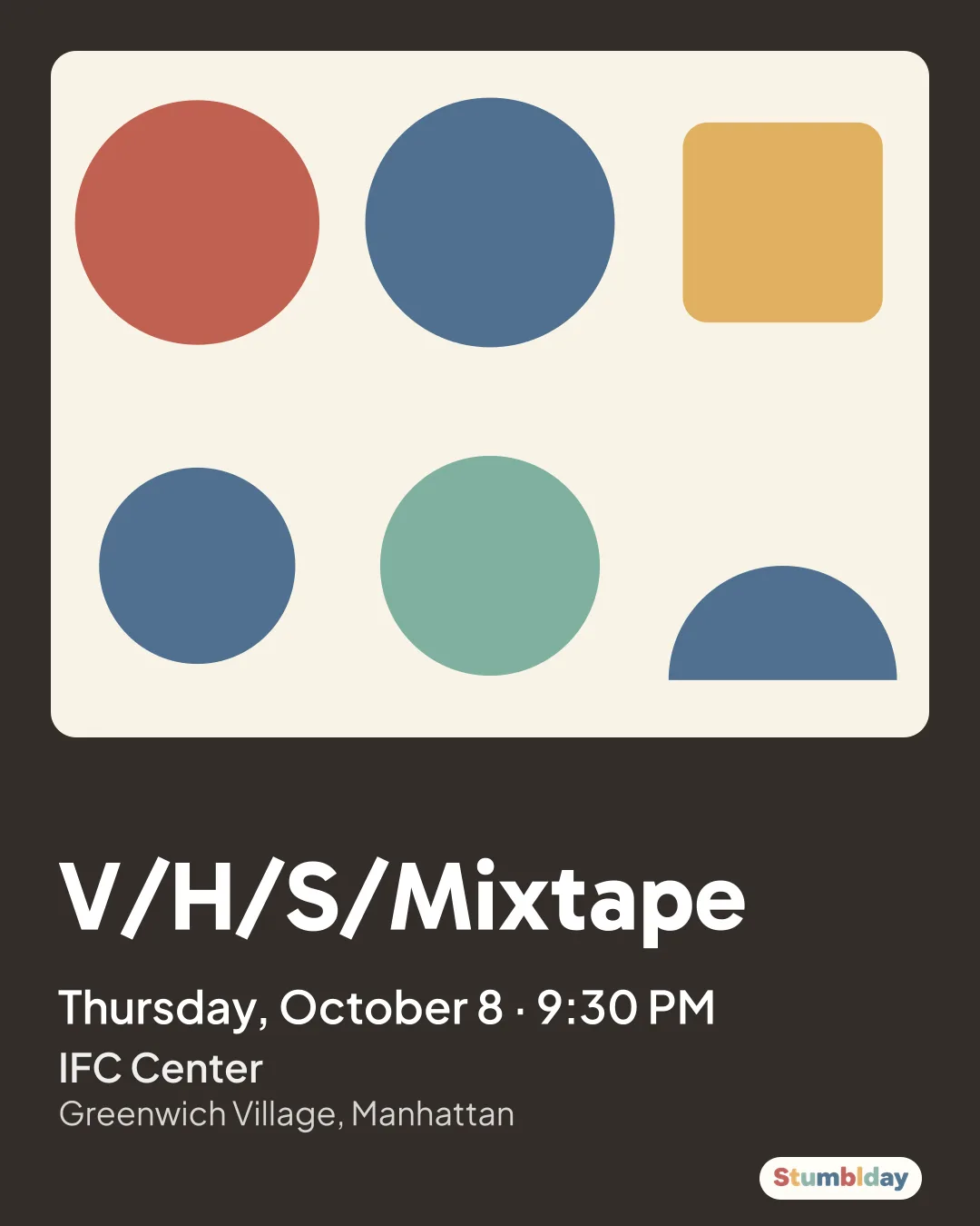 Flyer for V/H/S/Mixtape: Thursday, October 8 · 9:30 PM at IFC Center