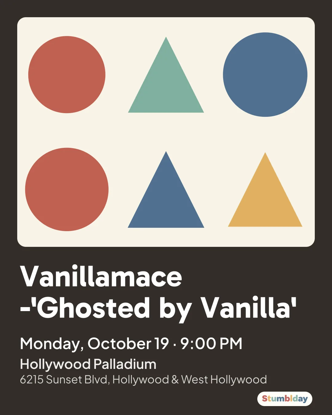 Flyer for Vanillamace -'Ghosted by Vanilla': Monday, October 19 · 9:00 PM at Hollywood Palladium