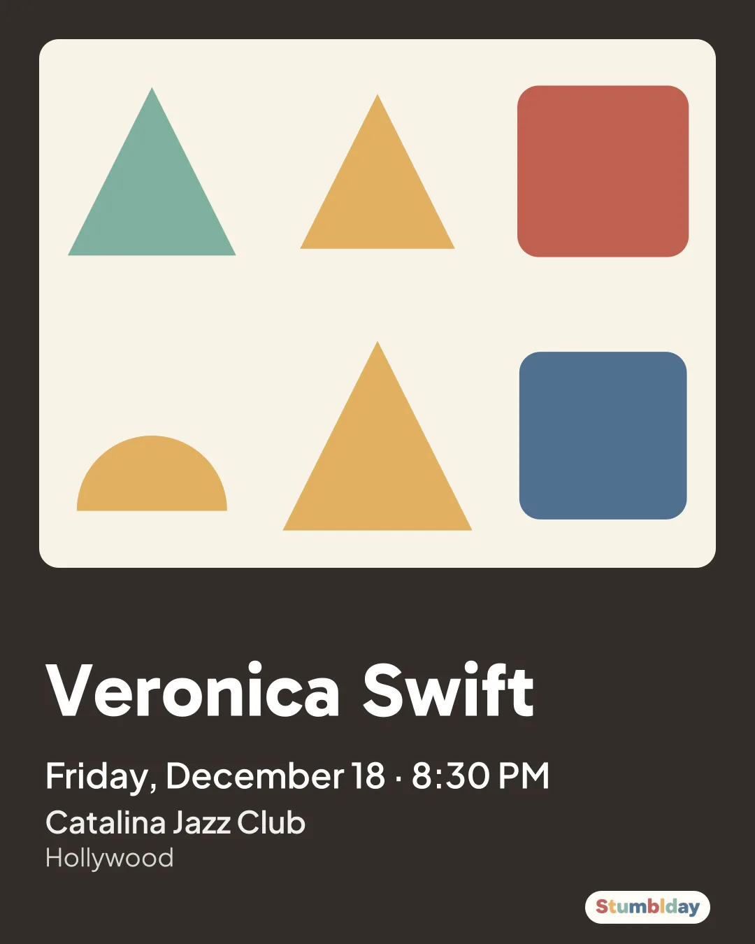 Flyer for Veronica Swift: Friday, December 18 · 8:30 PM at Catalina Jazz Club