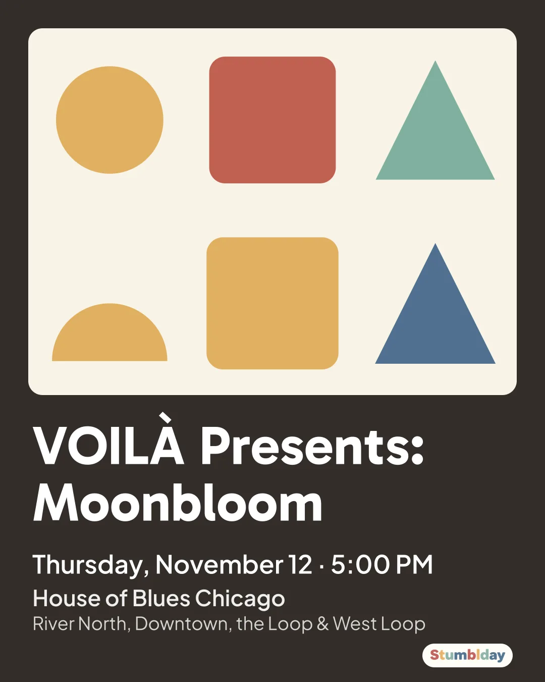 Flyer for VOILÀ Presents: Moonbloom: Thursday, November 12 · 5:00 PM at House of Blues Chicago