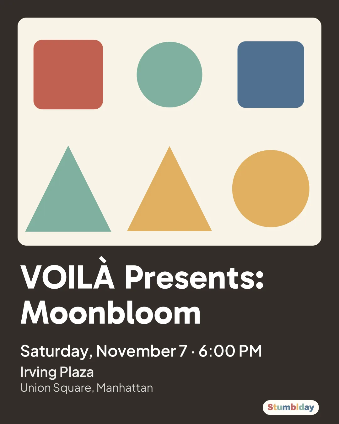 Flyer for VOILÀ Presents: Moonbloom: Saturday, November 7 · 6:00 PM at Irving Plaza