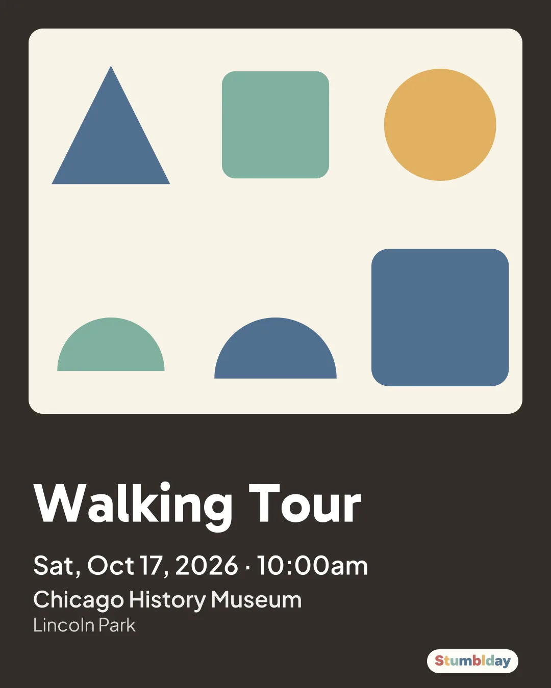 Flyer for Walking Tour: Sat, Oct 17, 2026 · 10:00am at Chicago History Museum