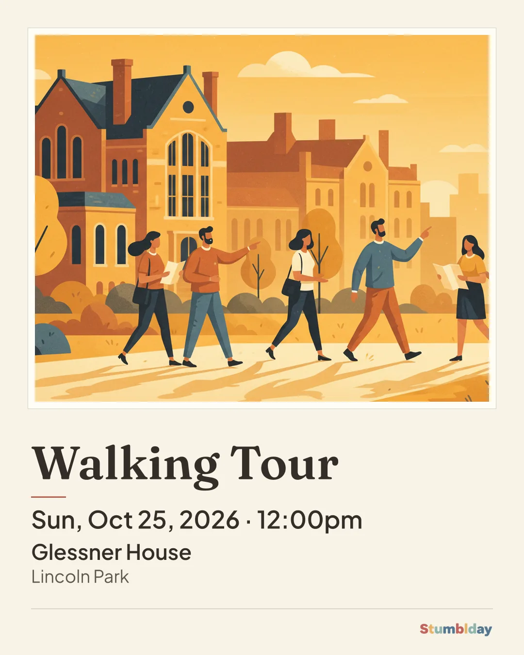 Flyer for Walking Tour: Sun, Oct 25, 2026 · 12:00pm at Glessner House