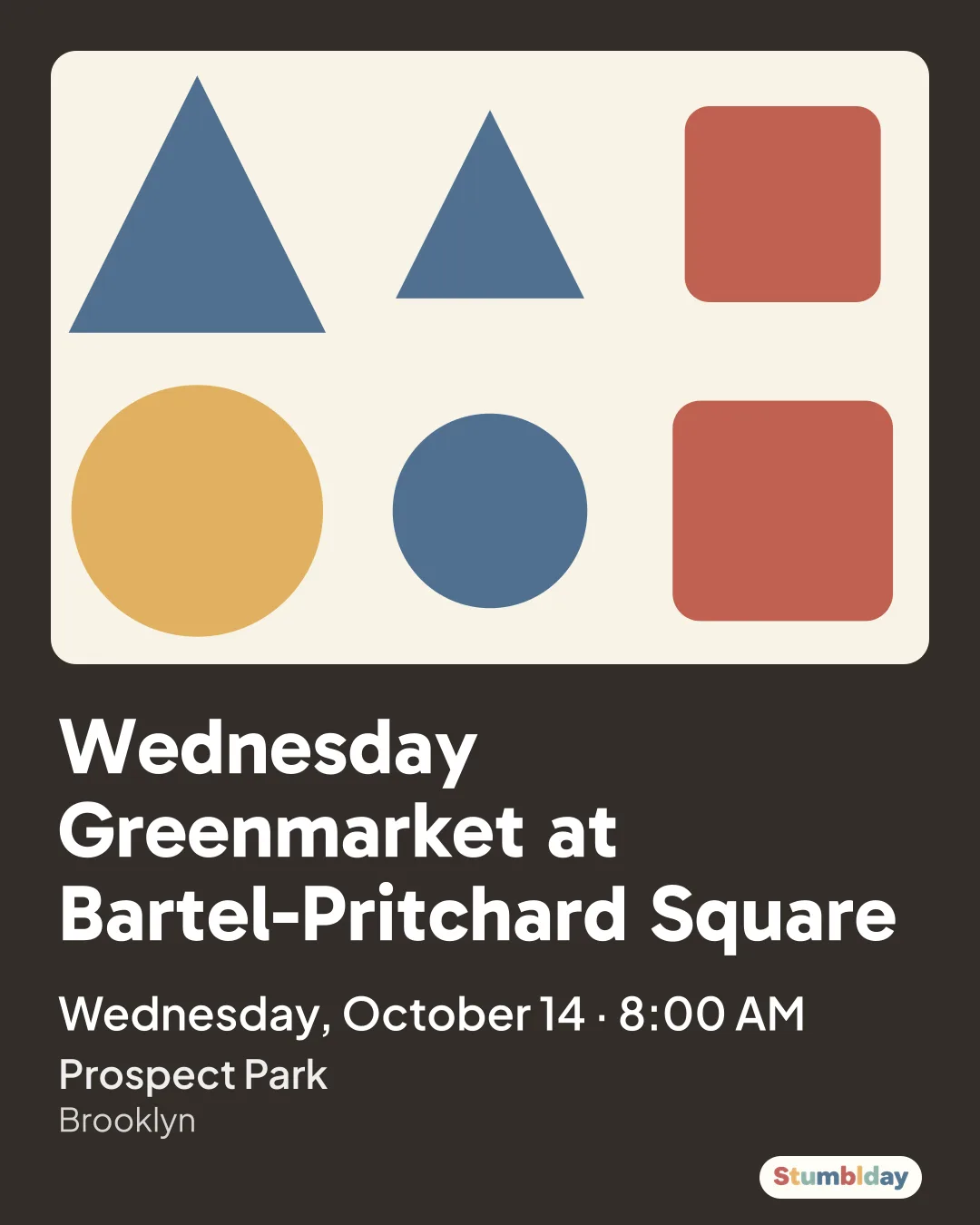 Flyer for Wednesday Greenmarket at Bartel-Pritchard Square: Wednesday, October 14 · 8:00 AM at Prospect Park