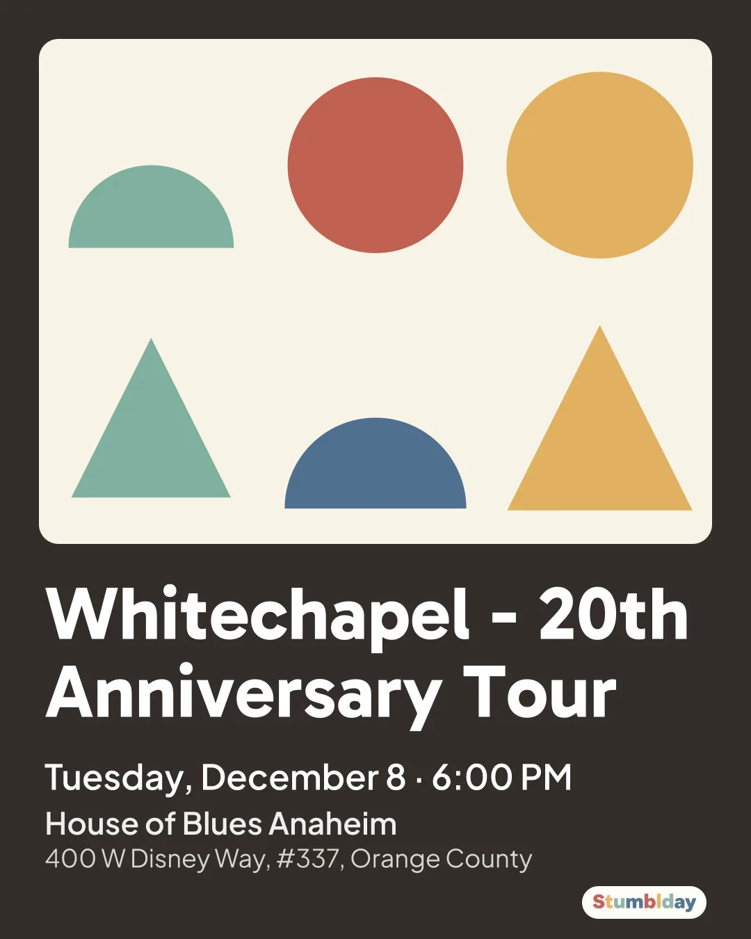 Flyer for Whitechapel - 20th Anniversary Tour: Tuesday, December 8 · 6:00 PM at House of Blues Anaheim