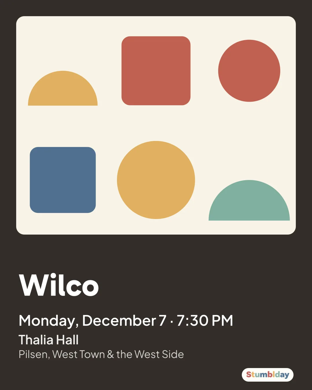 Flyer for Wilco: Monday, December 7 · 7:30 PM at Thalia Hall