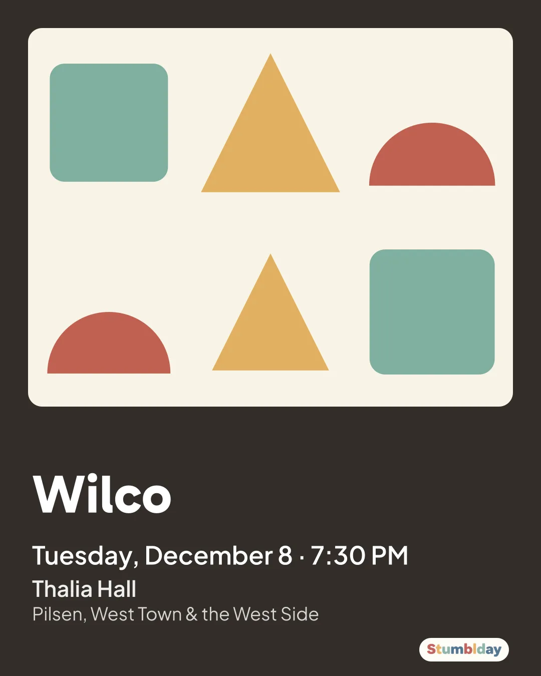Flyer for Wilco: Tuesday, December 8 · 7:30 PM at Thalia Hall