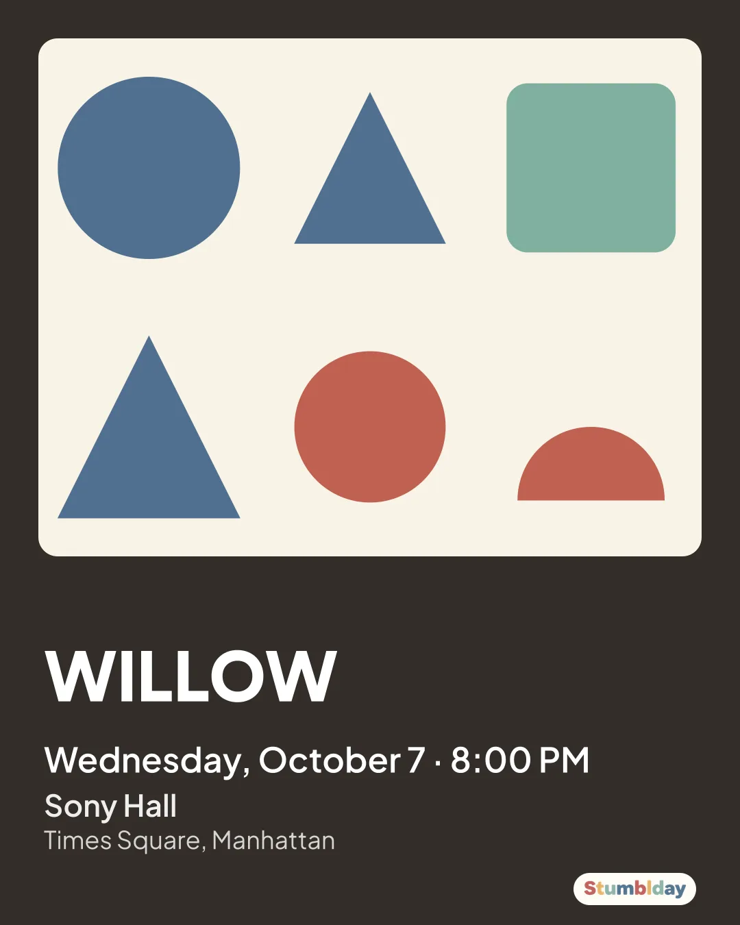 Flyer for WILLOW: Wednesday, October 7 · 8:00 PM at Sony Hall