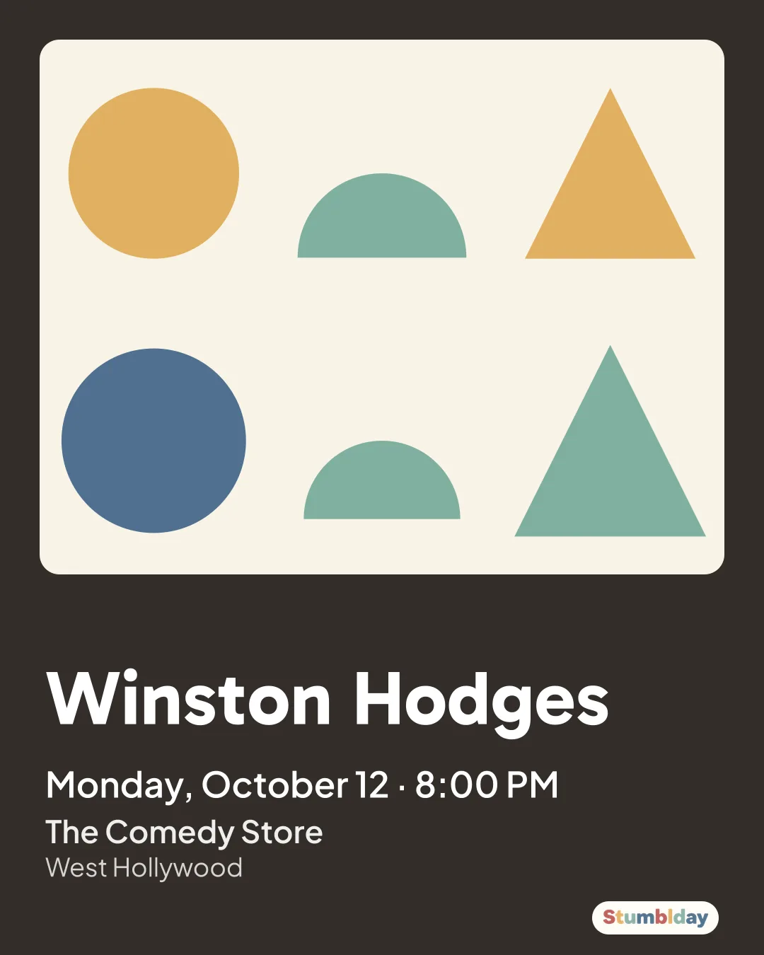 Flyer for Winston Hodges: Monday, October 12 · 8:00 PM at The Comedy Store