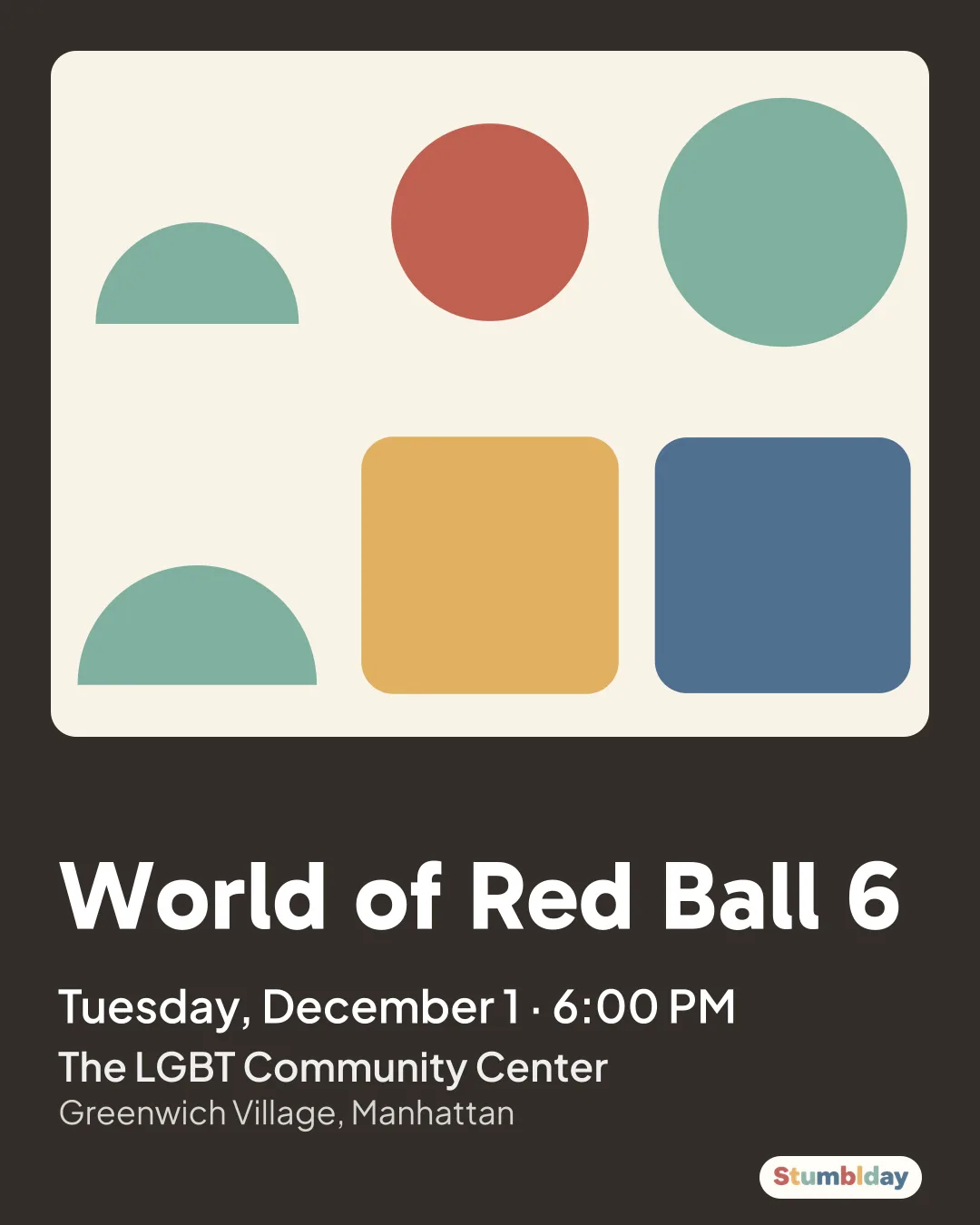 Flyer for World of Red Ball 6: Tuesday, December 1 · 6:00 PM at The LGBT Community Center