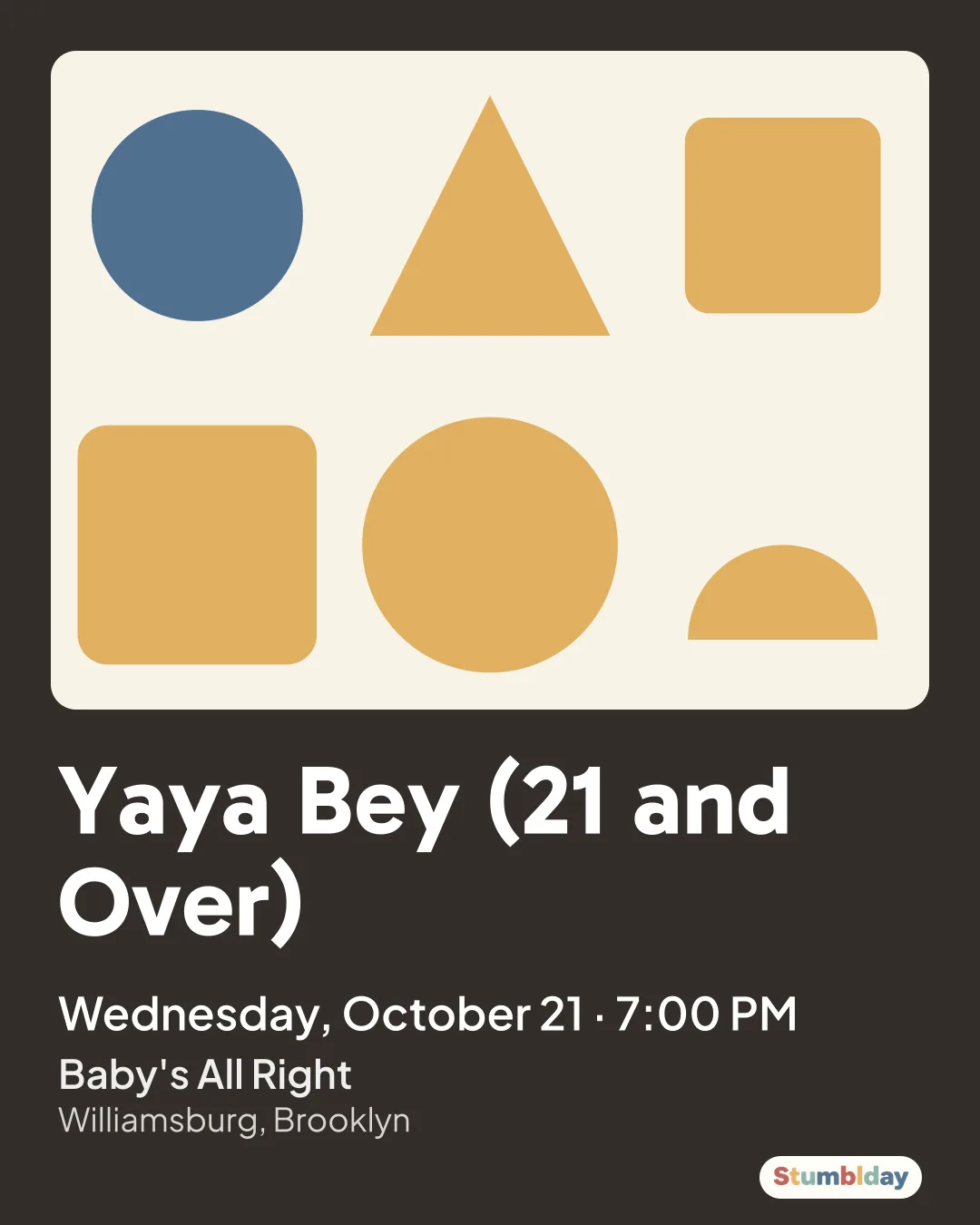 Flyer for Yaya Bey (21 and Over): Wednesday, October 21 · 7:00 PM at Baby's All Right