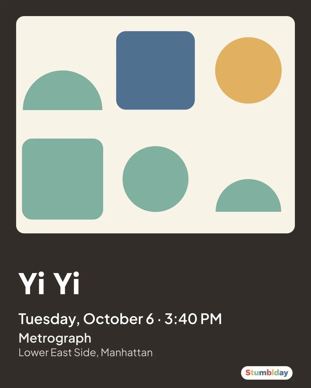 Flyer for Yi Yi: Tuesday, October 6 · 3:40 PM at Metrograph