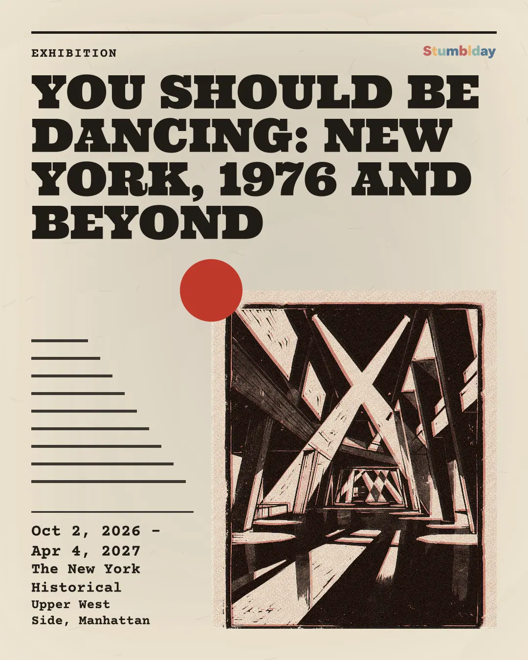 Flyer for You Should Be Dancing: New York, 1976 and Beyond: Oct 2, 2026 – Apr 4, 2027 at The New York Historical