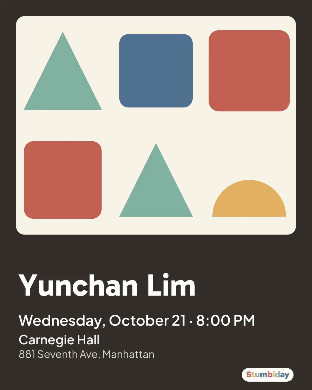Flyer for Yunchan Lim: Wednesday, October 21 · 8:00 PM at Carnegie Hall