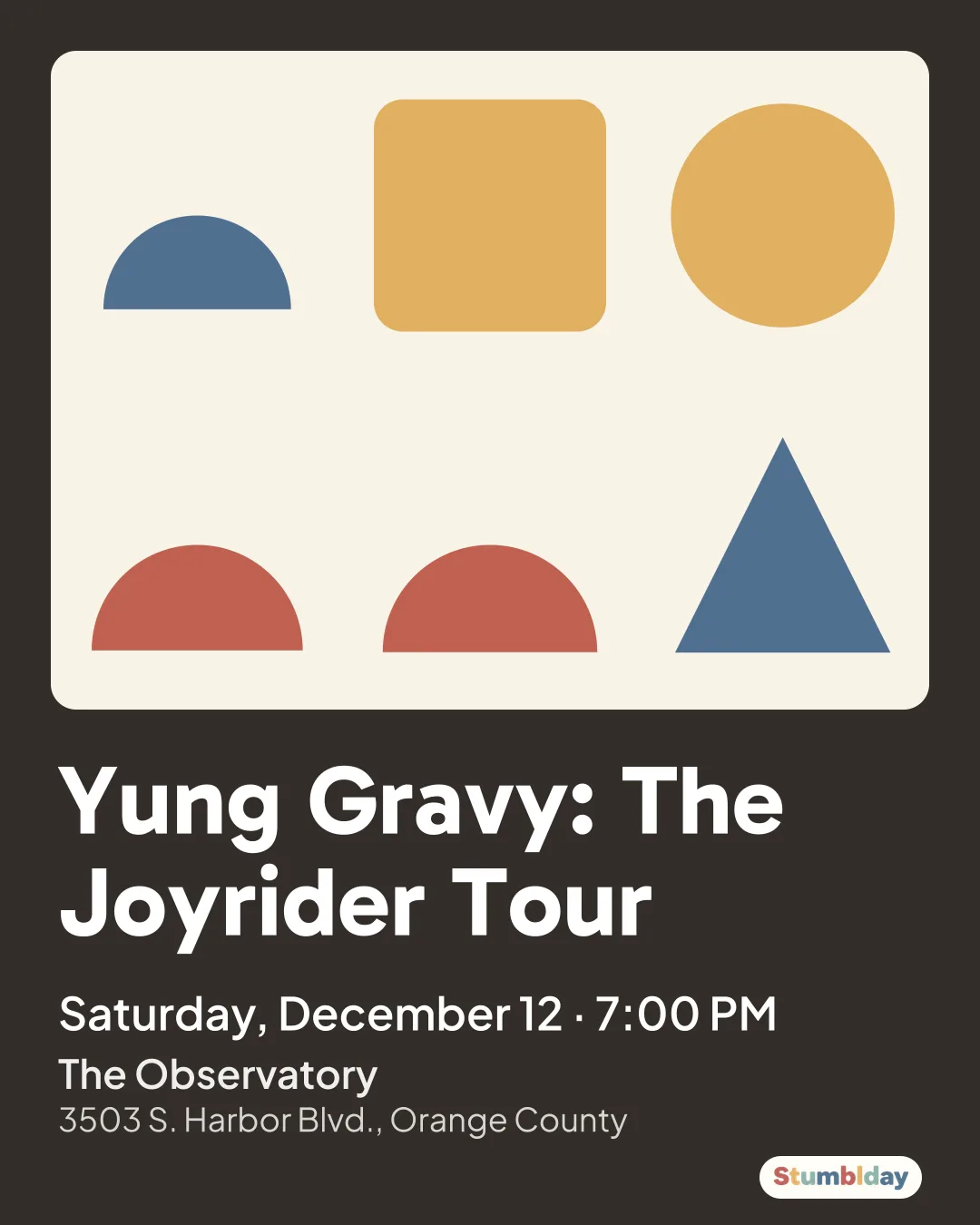 Flyer for Yung Gravy: The Joyrider Tour: Saturday, December 12 · 7:00 PM at The Observatory