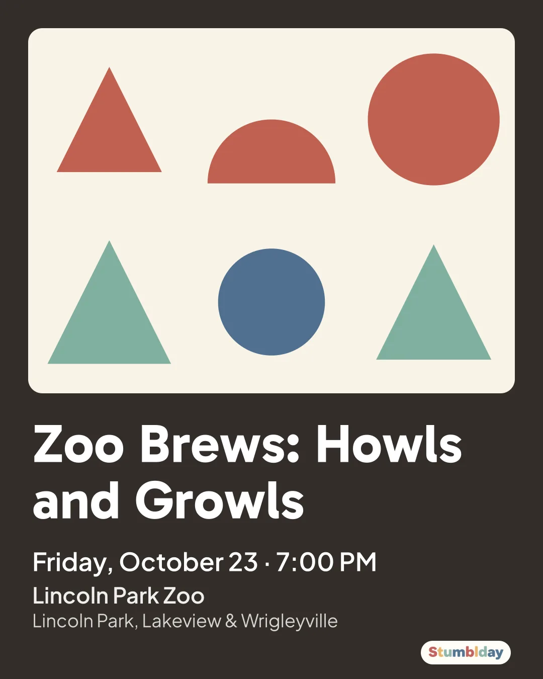 Flyer for Zoo Brews: Howls and Growls: Friday, October 23 · 7:00 PM at Lincoln Park Zoo