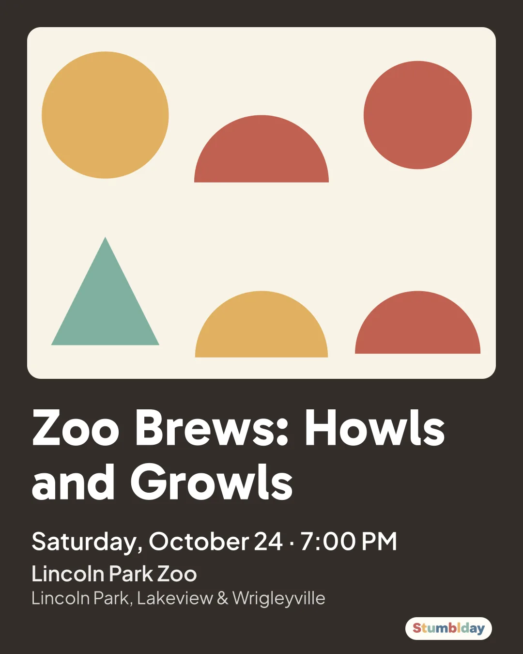 Flyer for Zoo Brews: Howls and Growls: Saturday, October 24 · 7:00 PM at Lincoln Park Zoo